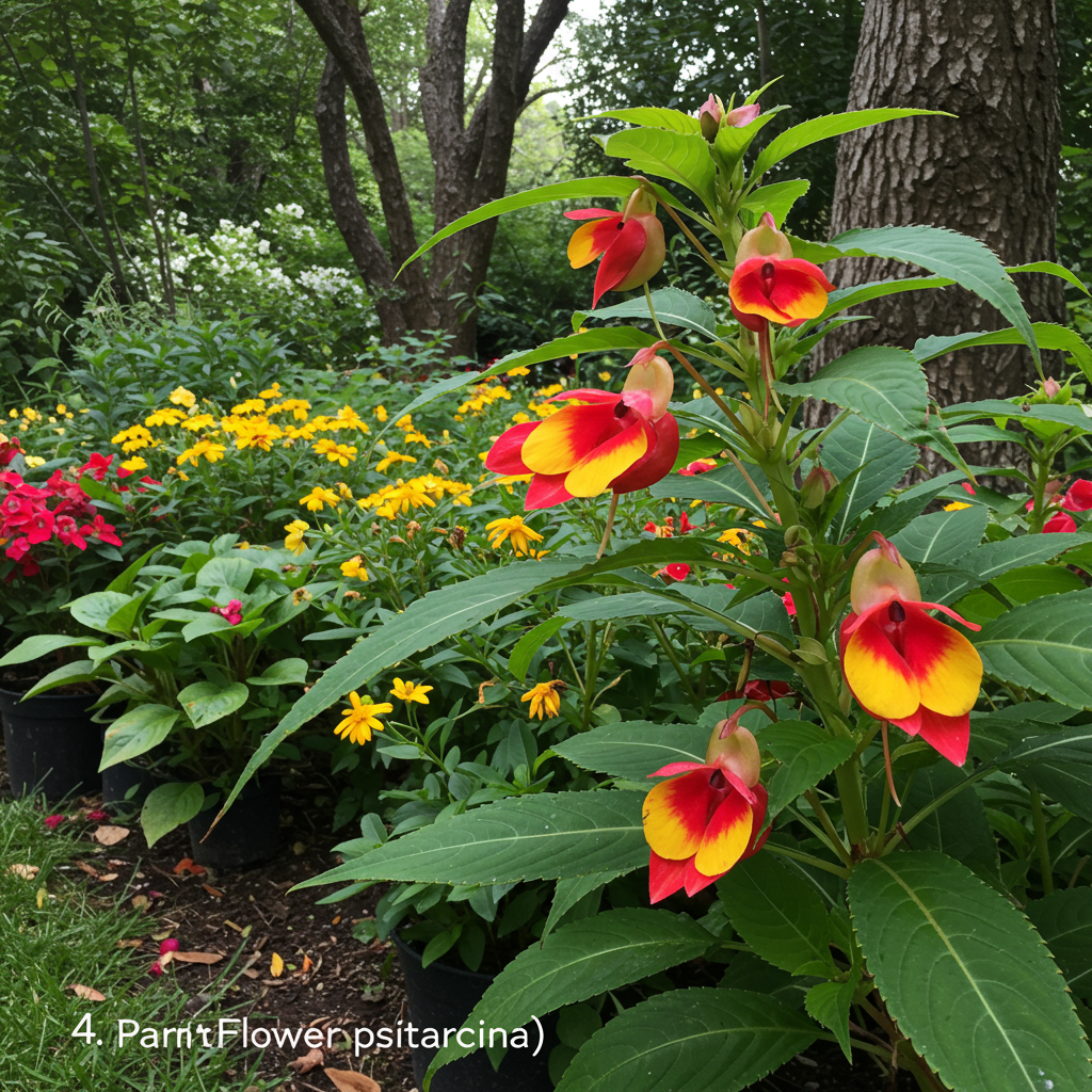 4. Parrot Flower (Impatiens psittacina)
