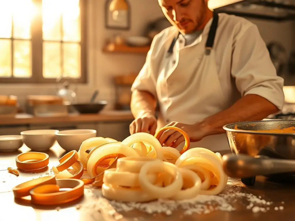 Preparing the Onion Rings