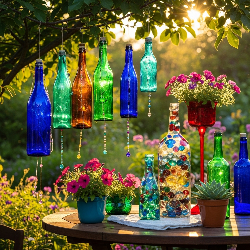 Transforming Old Bottles into Garden Decor
