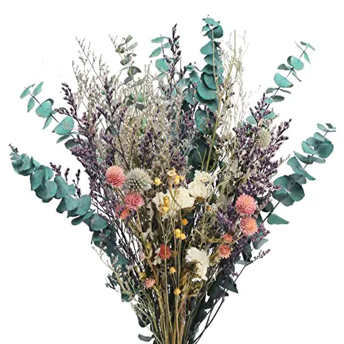 XYXCMOR Natural Dried Flowers Bouquet, Dried Eucalyptus Bundle, Dried Lavender ...