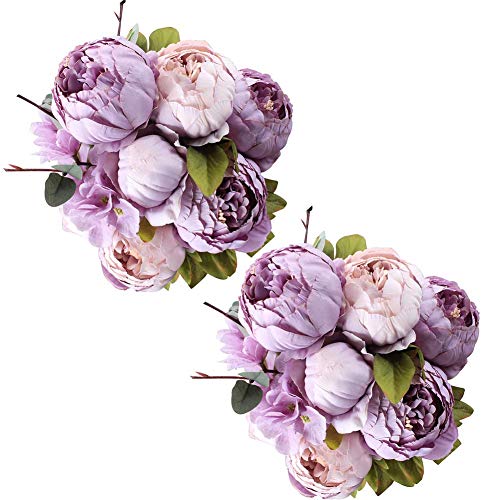 Fule 2 Pack Large Artificial Peony Silk Flower Bouquets Arrangement ...