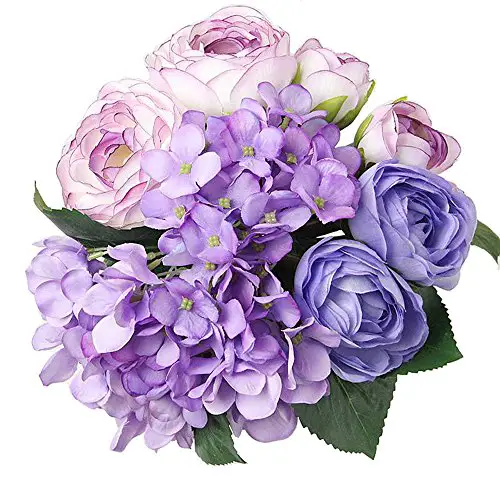 Felice Arts Artificial Flowers Purple Bouquet 12