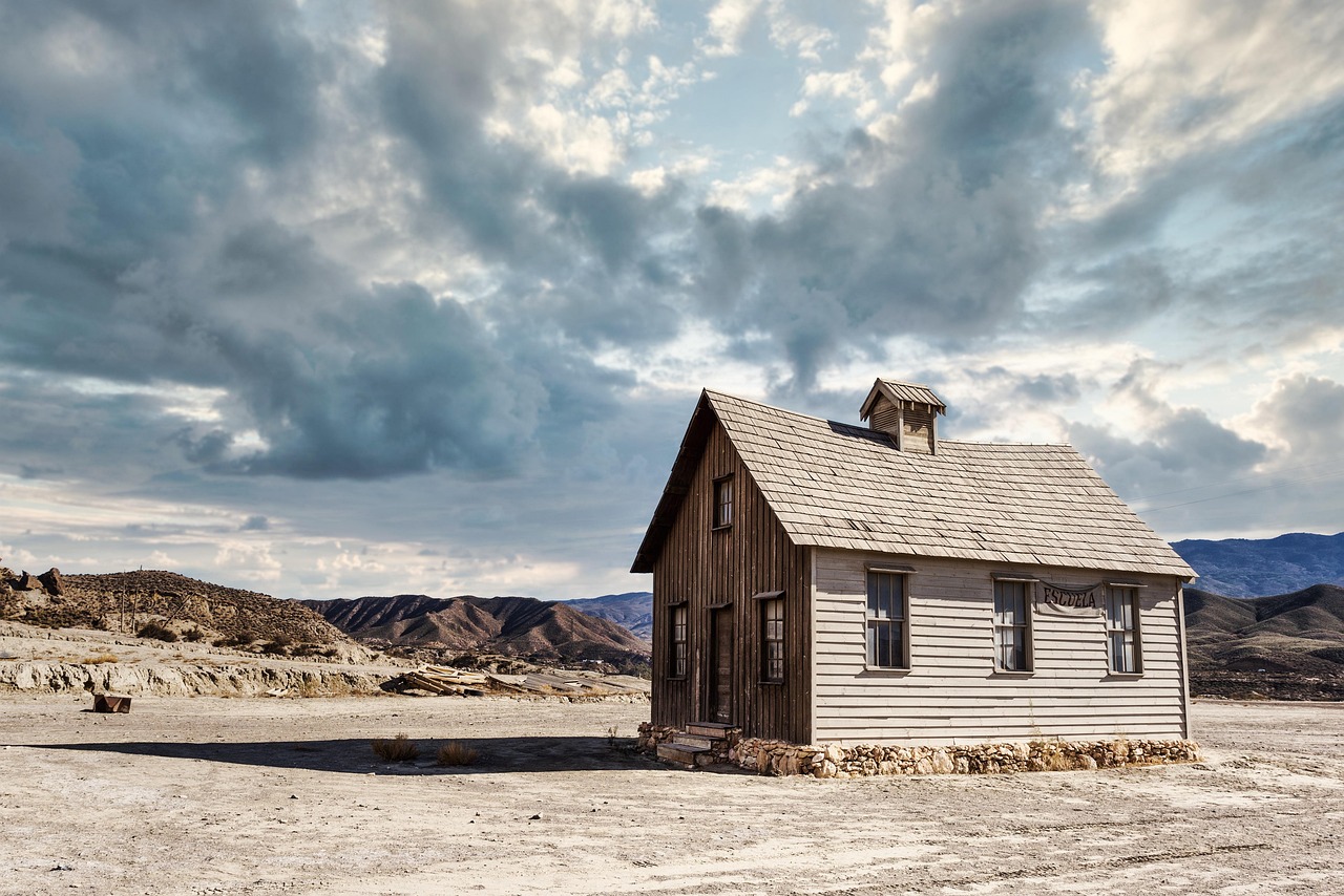 school house building nature desert western