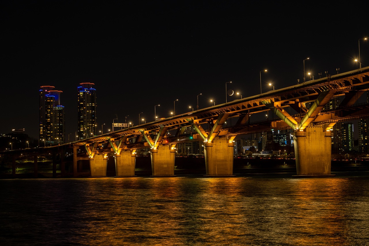 bridge moon crescent city night view nighttime glow architecture nighttime nighttime nighttime nighttime nighttime