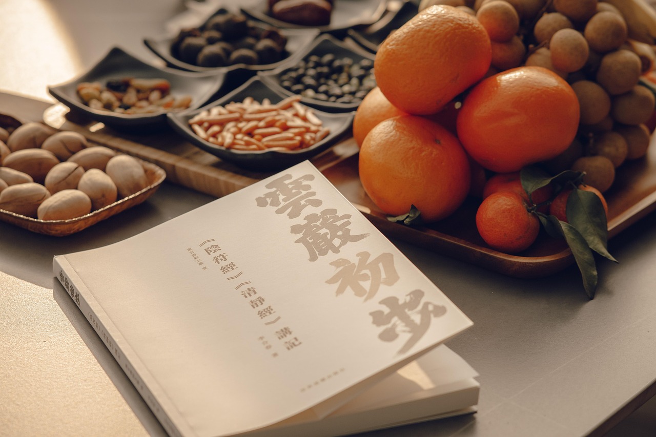 taoism zen fruit dish afternoon tea chinese style practice casual calligraphy book