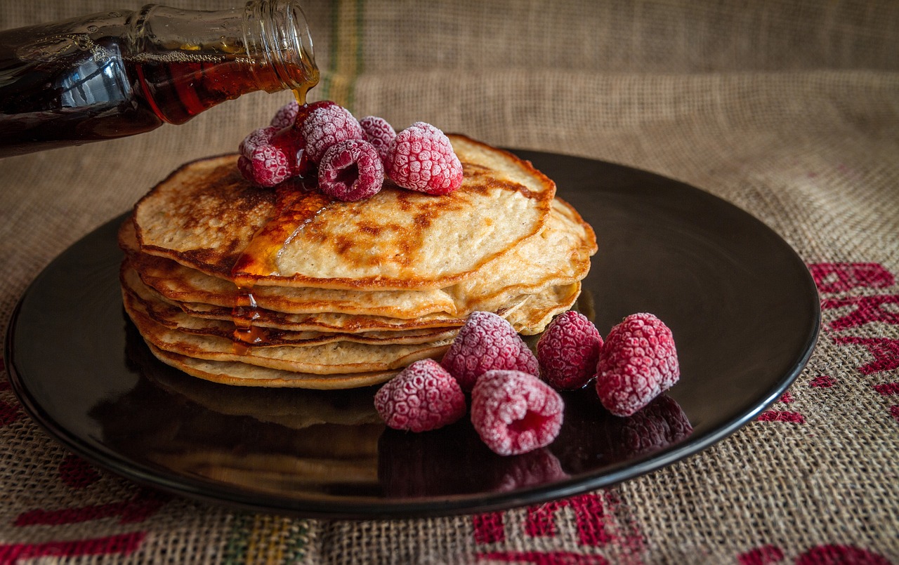 pancakes maple syrup raspberries breakfast pouring syrup plate breakfast plate stack stack of pancakes breakfast food breakfast meal sweet food delicious morning tasty fruits food photography pancakes breakfast breakfast food food food food food