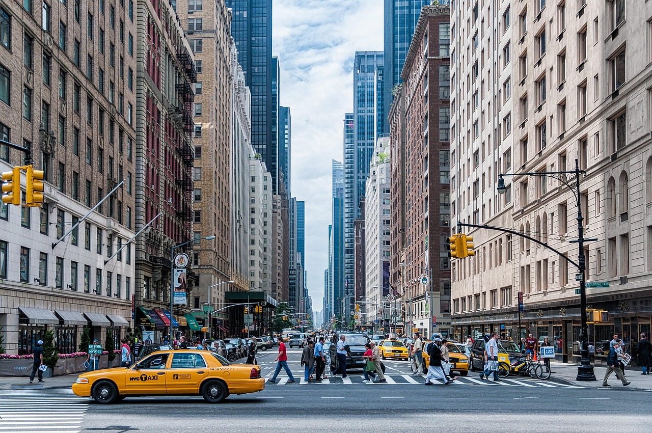 pedestrians crossing traffic intersection junction crossroads buildings commuters busy streets street photography city streets architecture new york city manhattan cars city cityscape downtown pedestrian crossing people road street urban city city city city city street