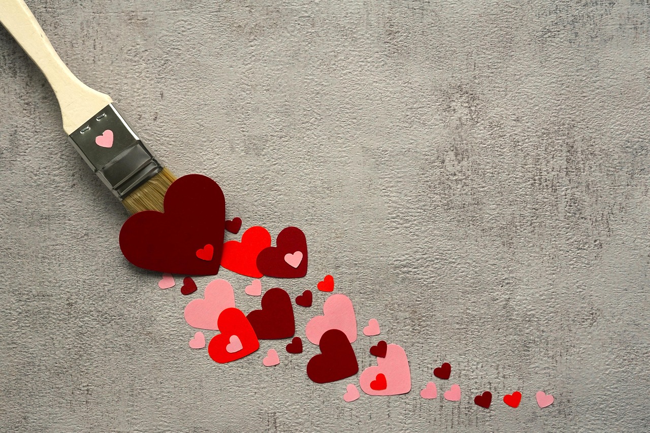 hearts paint brush painting love draw symbol heart to paint in love colour symbolic power hearts love love love heart heart heart heart heart