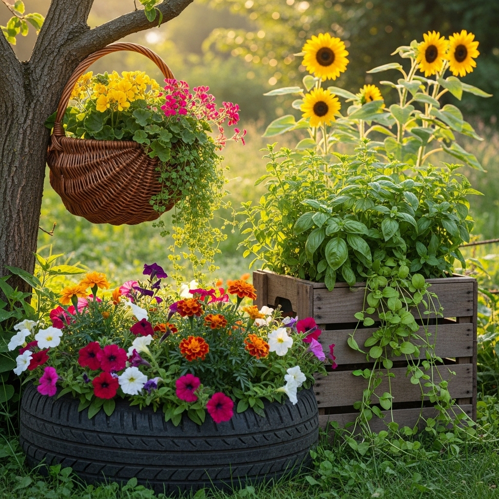 Repurposing Household Items: A Creative Garden Display