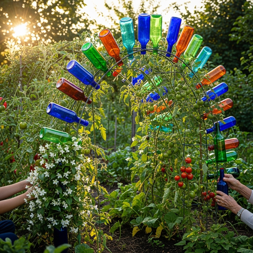 Crafting a Garden Trellis with Bottles