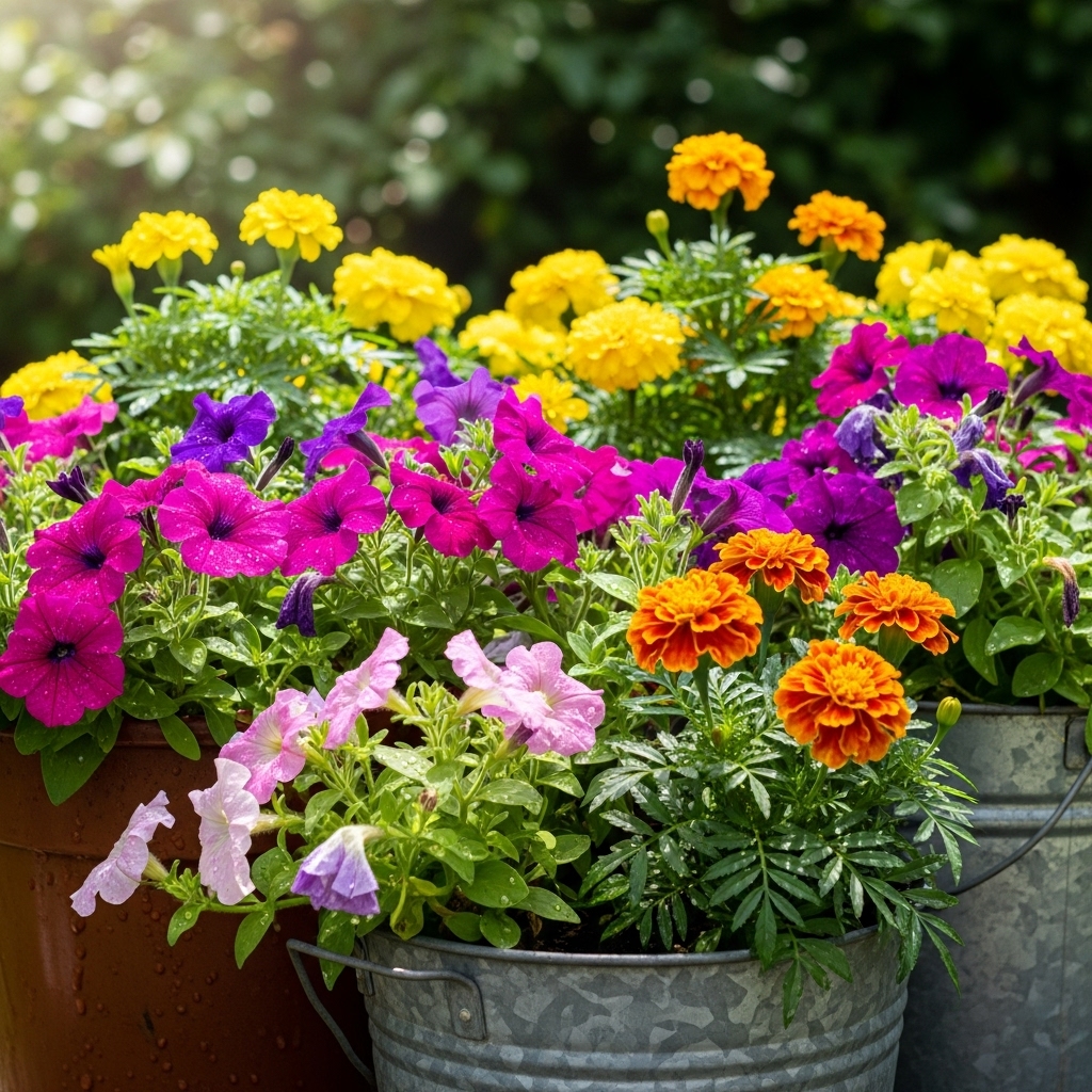 5. Jardin de seaux fleuris