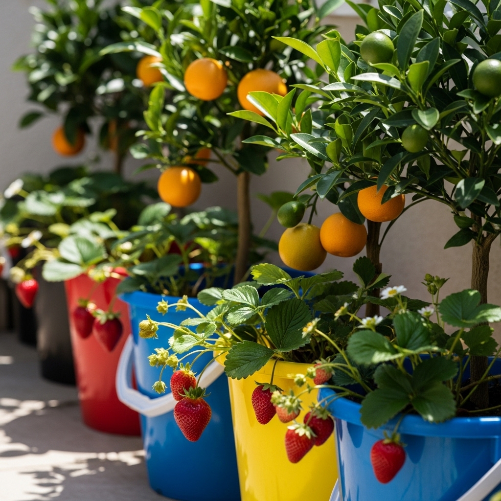 7. Fruit Bucket Garden