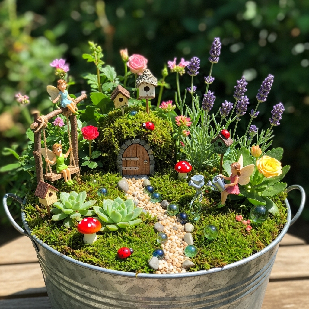 11. Bucket Fairy Garden