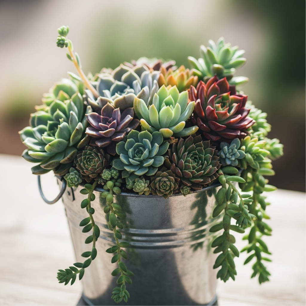 6. Succulent Bucket Garden