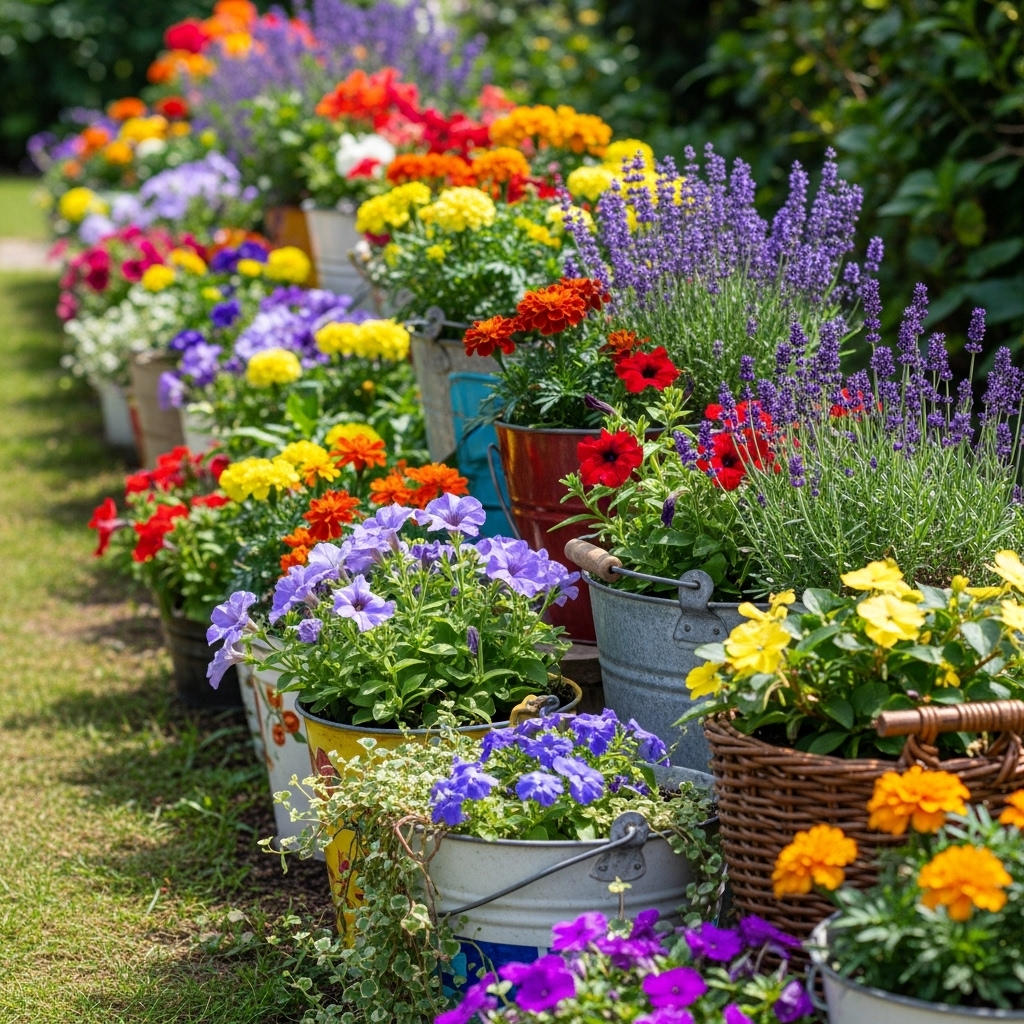 2. Flowering Bucket Border
