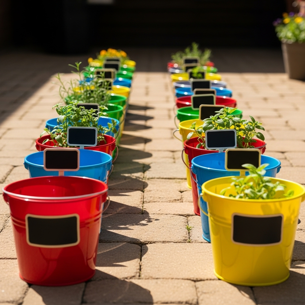 12. Color-Coded Plant Buckets