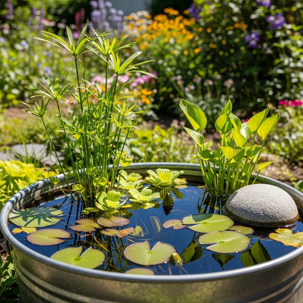 8. Bucket Pond for Aquatic Plants
