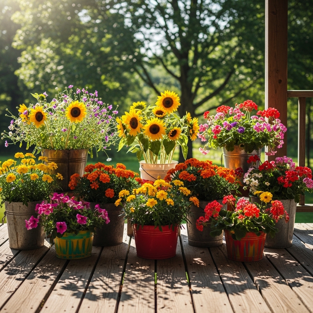 3. Flower Display Buckets