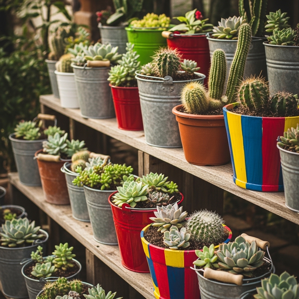 7. Succulent and Cactus Buckets