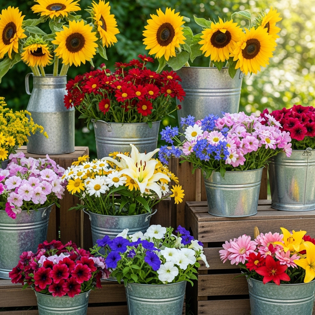 4. Flowering Bucket Garden