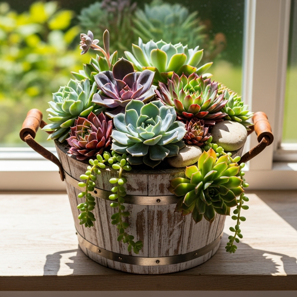 5. Succulent Arrangement Buckets