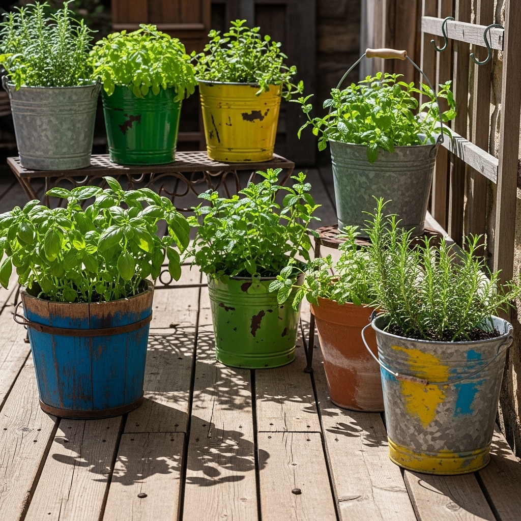 1. Seaux de jardin d'herbes