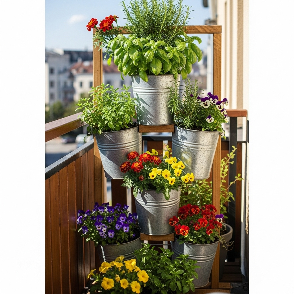 4. Vertical Bucket Garden