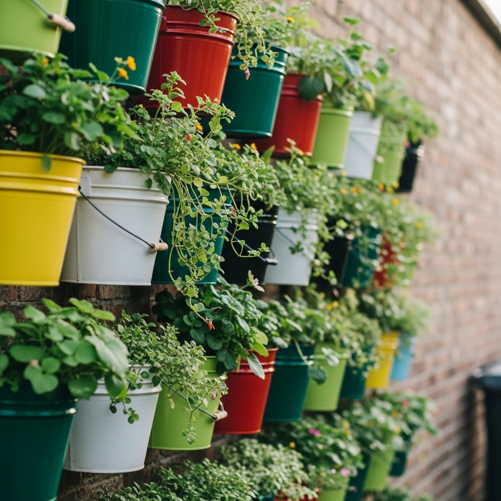 4. Vertical Bucket Garden