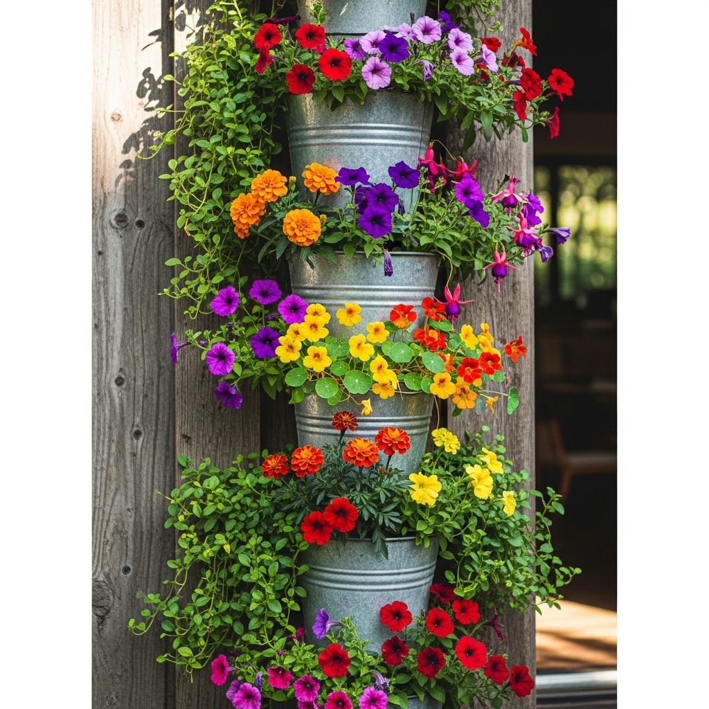 2. Vertical Bucket Garden