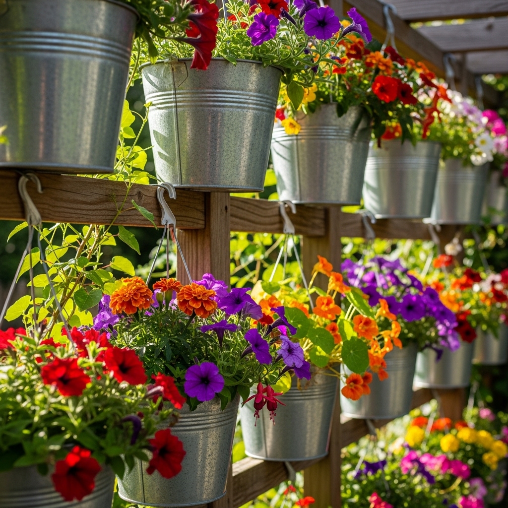6. Hanging Bucket Planters