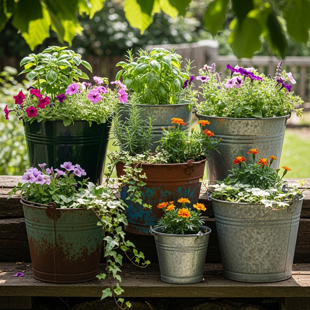 8. Repurposed Bucket Garden