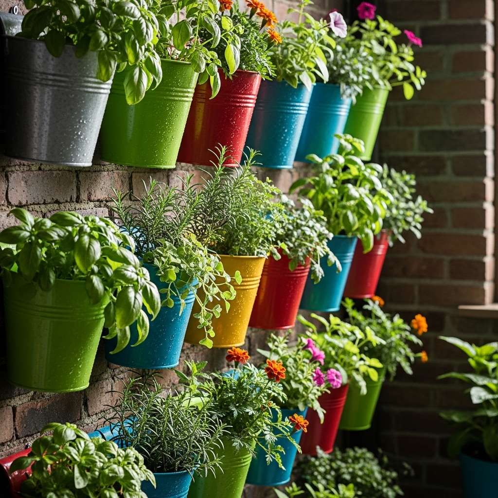 4. Vertical Bucket Garden