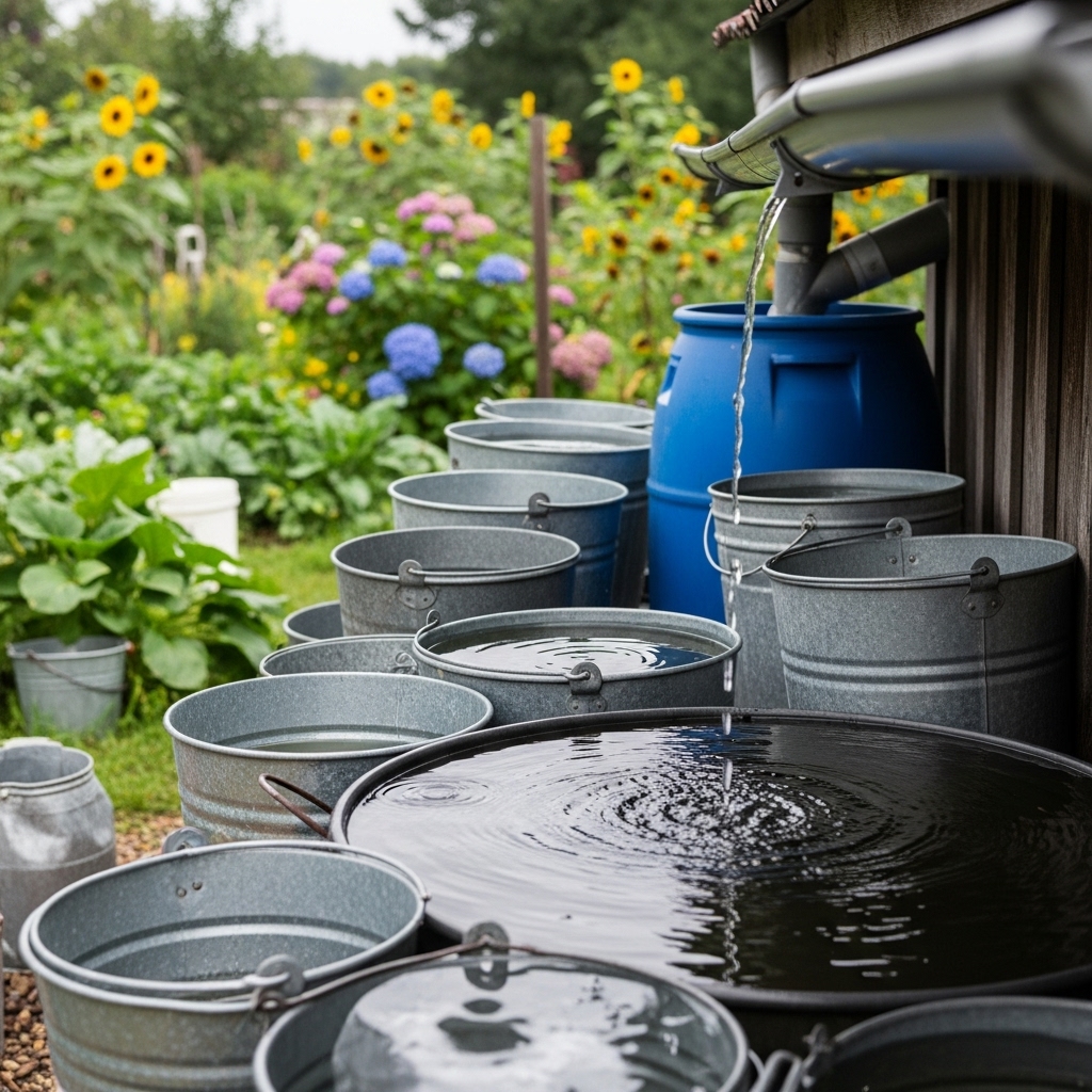 11. DIY Rainwater Collection Buckets