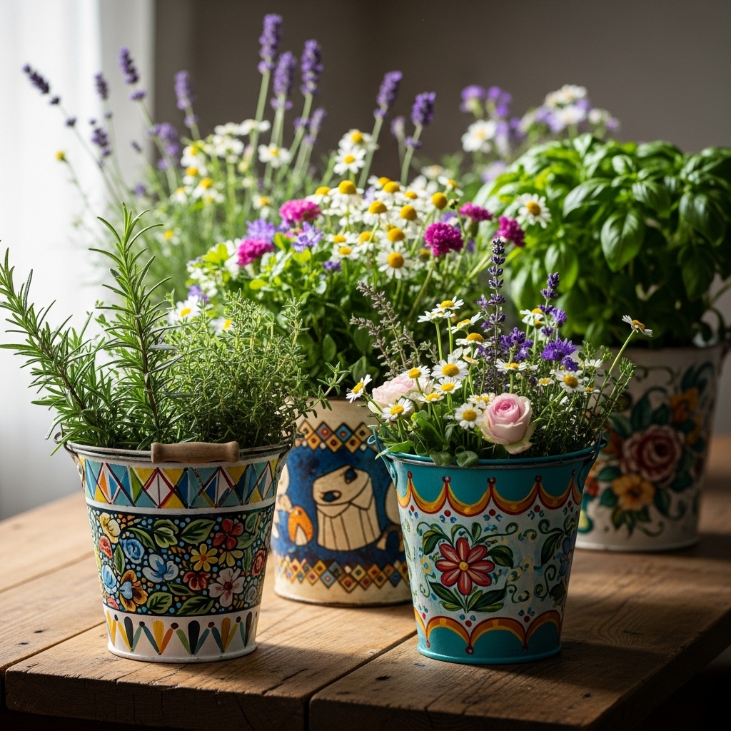 4. DIY Painted Buckets