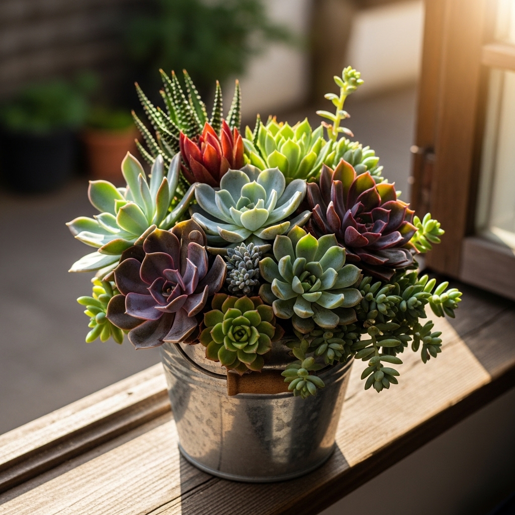 5. Succulent Bucket Garden