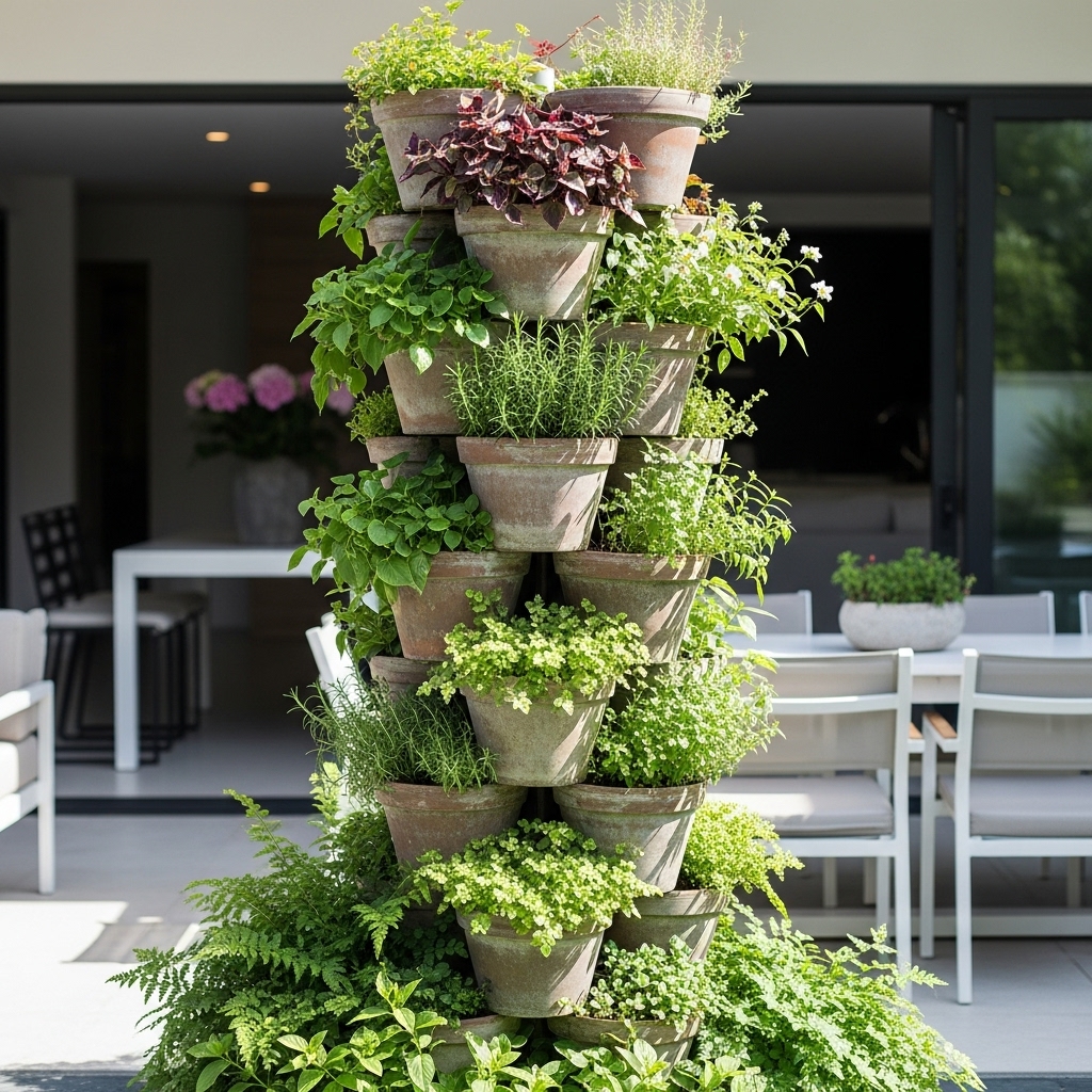 3. Vertical Bucket Garden