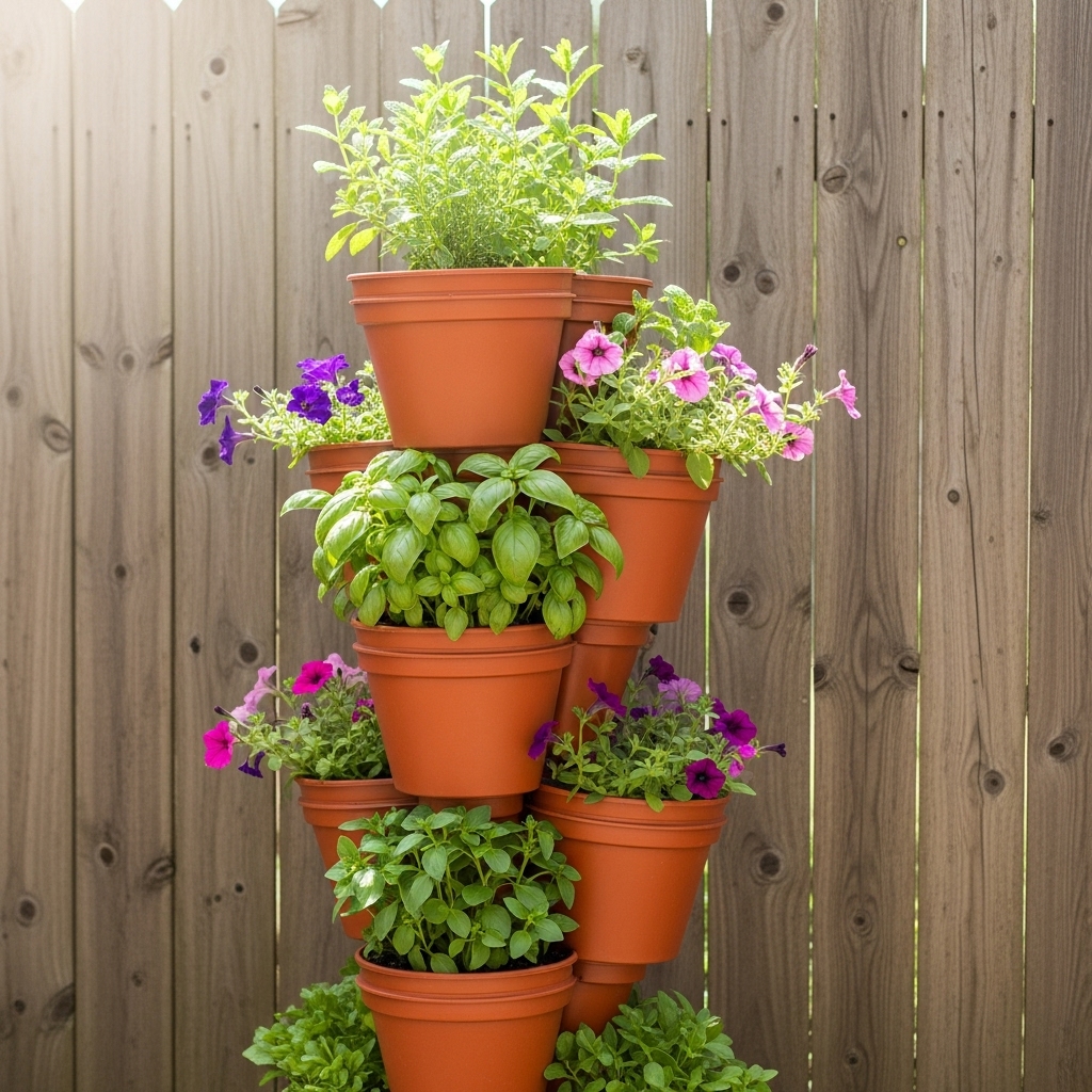 3. Vertical Bucket Garden