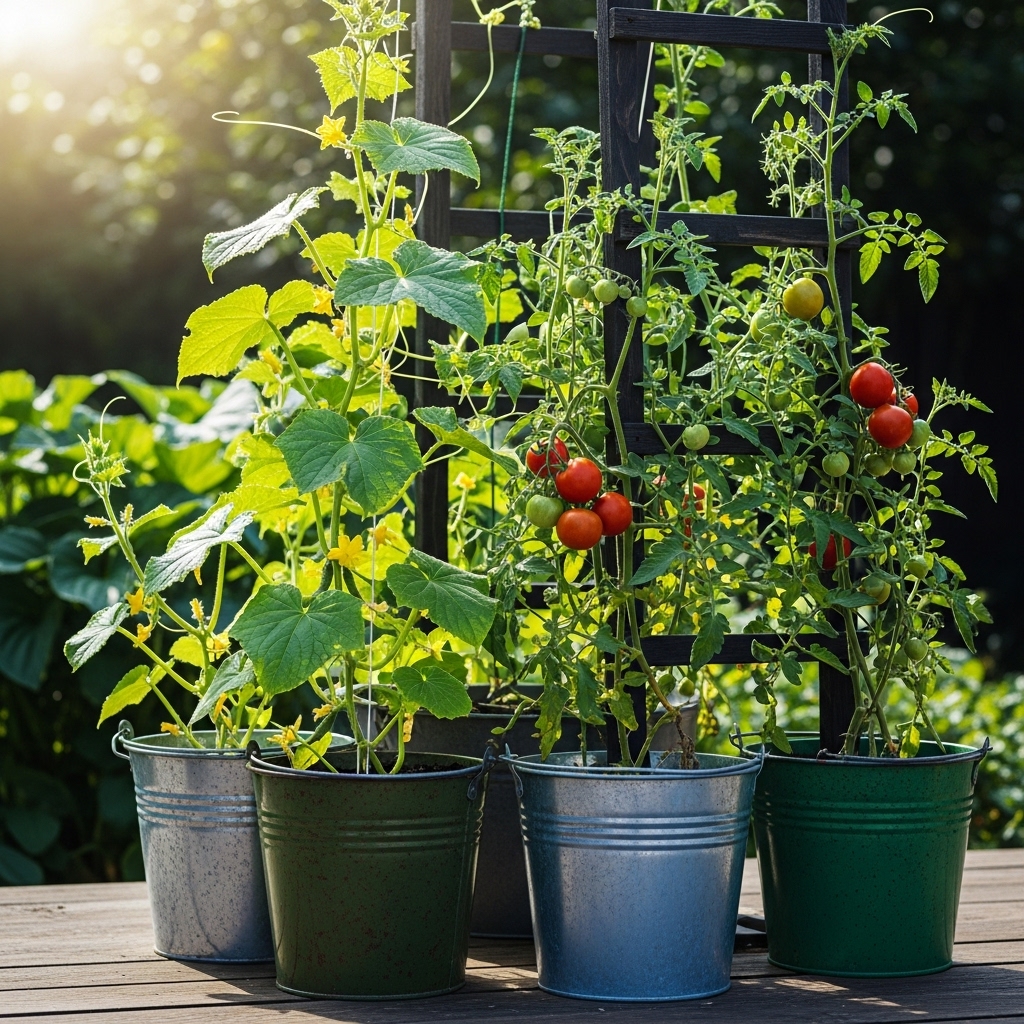 9. Cucumber and Tomato Buckets