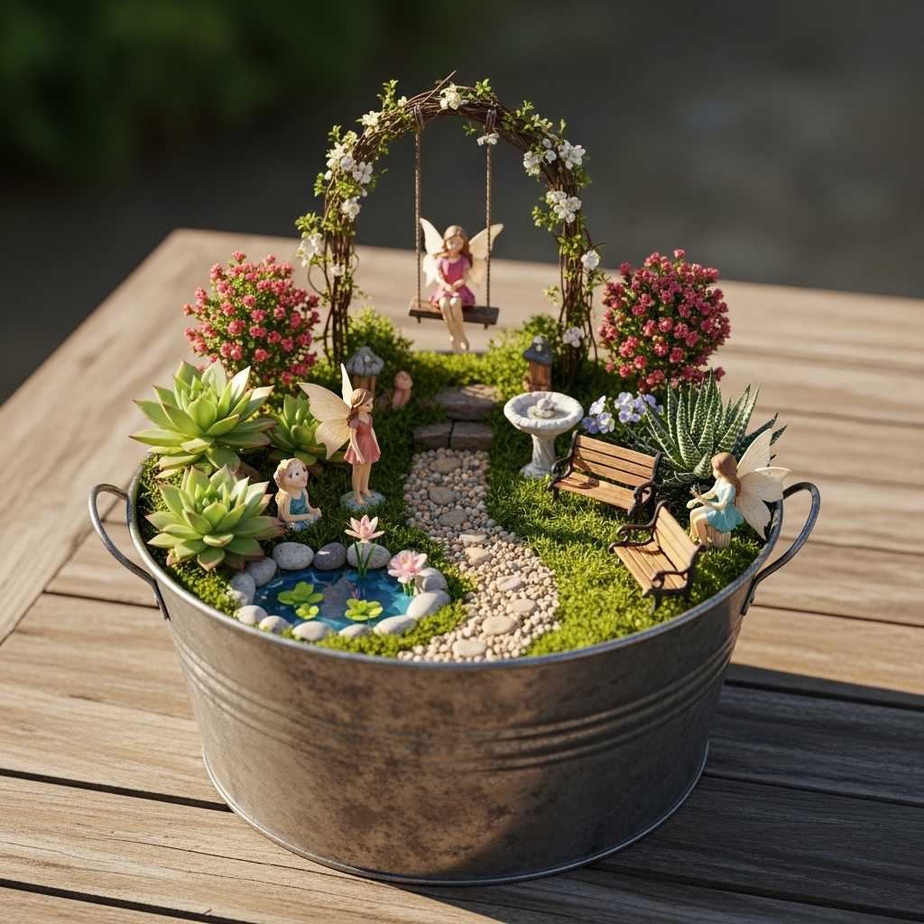 13. Fairy Garden in Buckets