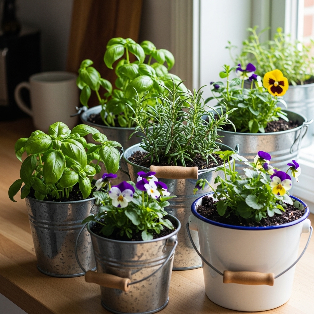 7. Indoor Bucket Garden
