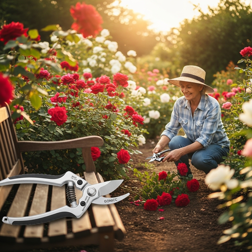 1. Gonicc 8-Inch Professional Premium Titanium Bypass Pruning Shears