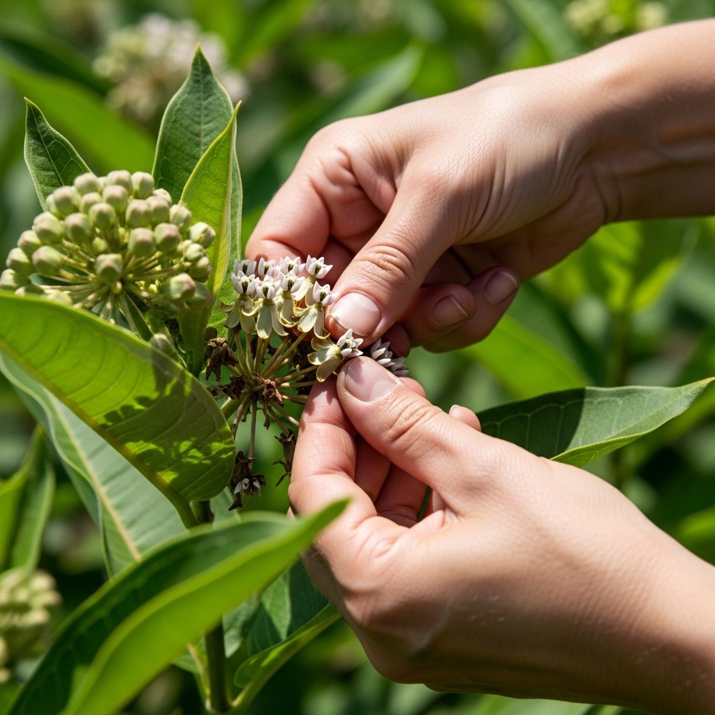 Deadheading milkweed flowers in the early summer and ...