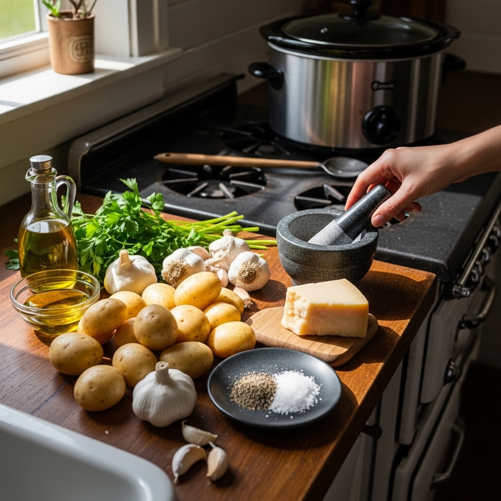 Ingredients for Garlic Parmesan Potatoes