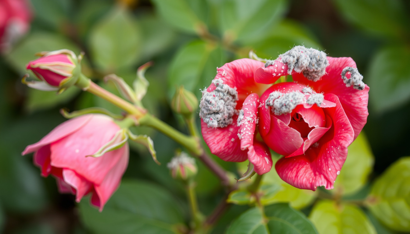 identifying botrytis on roses