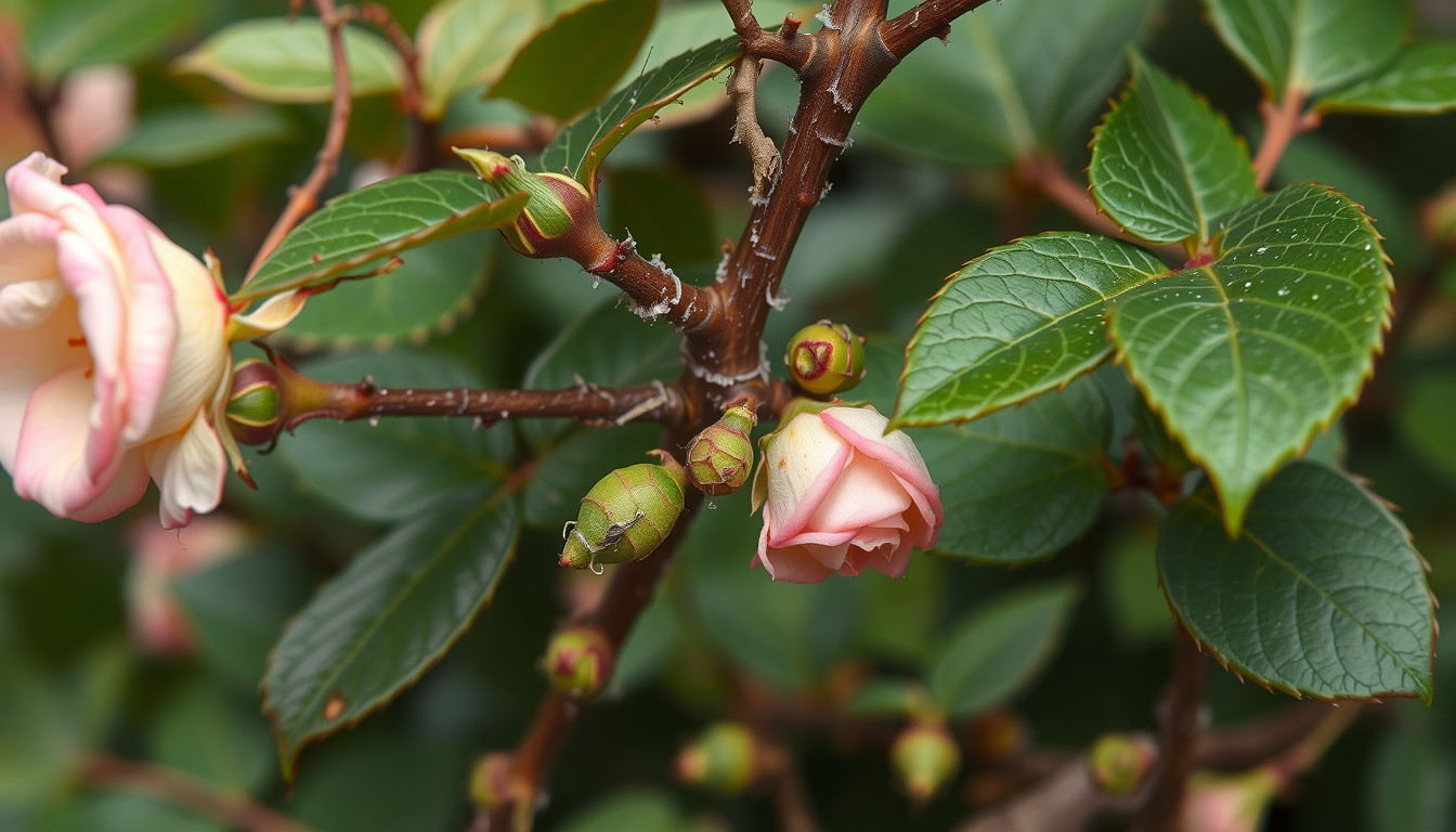 scale on roses