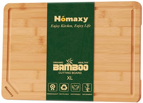 Homaxy Extra Large Organic Bamboo Cutting Boards for Kitchen, 17.5"x12"