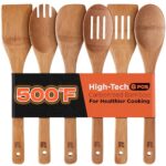 Riveira Dark Bamboo Wooden Spoons for Cooking 6-Piece