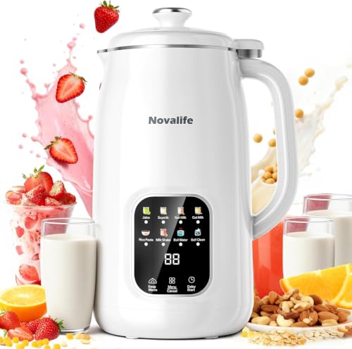 8 in 1 Nut Milk Maker Machine, 40oz Soy Milk Maker Blender, Homemade Soy Milk, Oat Milk, Almond Milk, Juice, Plant Based and Non Dairy Beverages, 12H Delay Start | Keep Warm | Self Cleaning, White