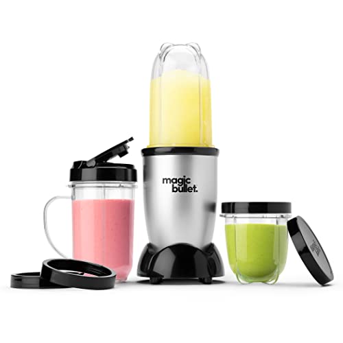 magic bullet Personal Blender for Shakes, Smoothies, Food Prep, and Frozen Blending, 22 Ounces, 250 Watt, Silver, MBR-1101