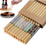 10 Pairs Bamboo Chopsticks Reusable Cooking Chopsticks 9.45 inches